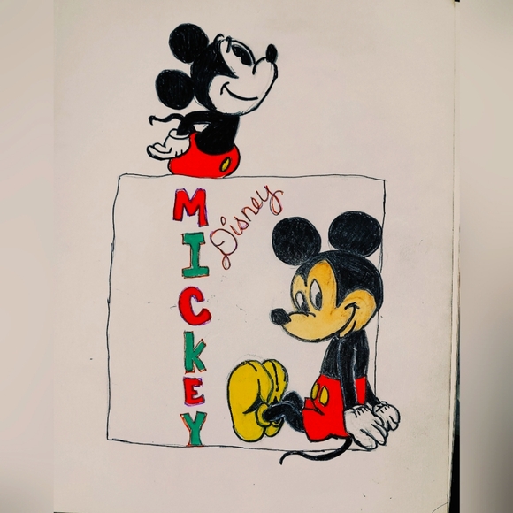 8x10 inches Mickey Drawing (sheet of paper only) - Picture 1 of 3